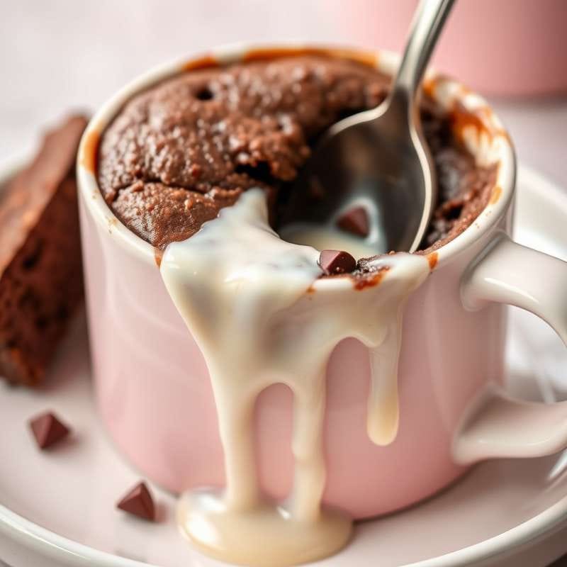 brownie de caneca com leite condensado escorrendo