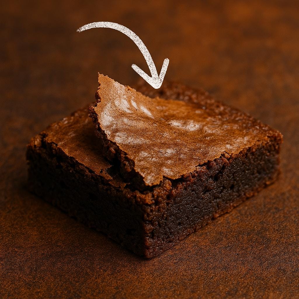 Brownie com casquinha rachada destacando erros comuns no preparo