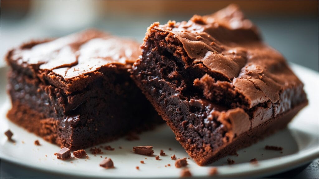 brownies empilhados com casquinha crocante e recheio cremoso
