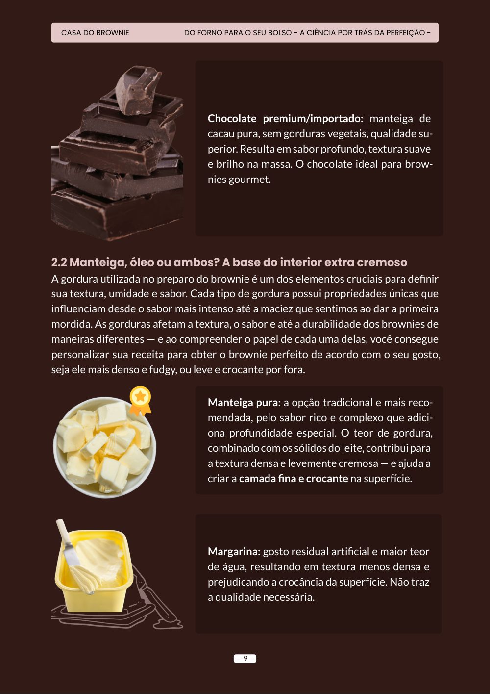 Página sobre chocolate premium e manteiga de cacau